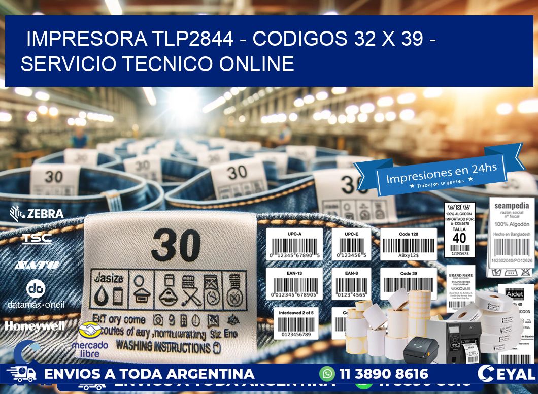 IMPRESORA TLP2844 - CODIGOS 32 x 39 - SERVICIO TECNICO ONLINE