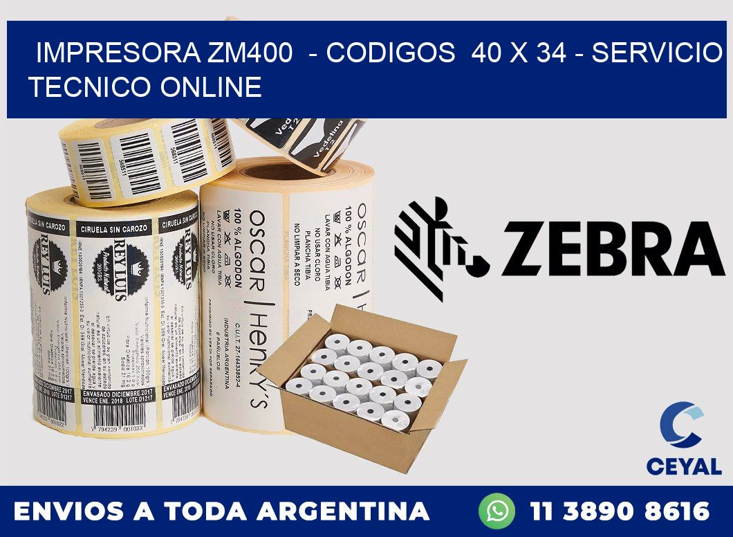 IMPRESORA ZM400  - CODIGOS  40 x 34 - SERVICIO TECNICO ONLINE