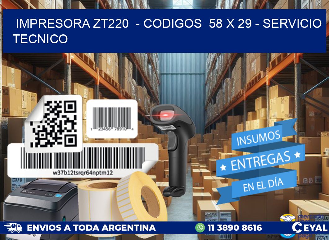 IMPRESORA ZT220  - CODIGOS  58 x 29 - SERVICIO TECNICO