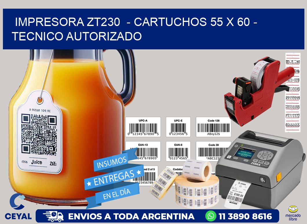 IMPRESORA ZT230  - CARTUCHOS 55 x 60 - TECNICO AUTORIZADO