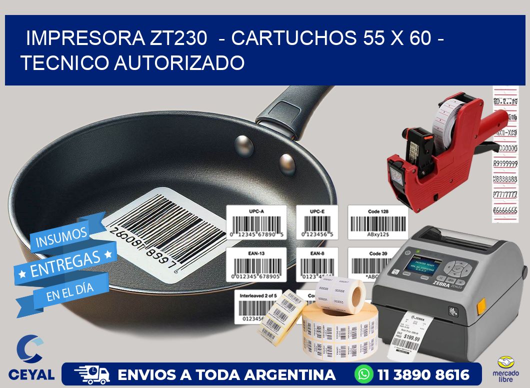 IMPRESORA ZT230  - CARTUCHOS 55 x 60 - TECNICO AUTORIZADO