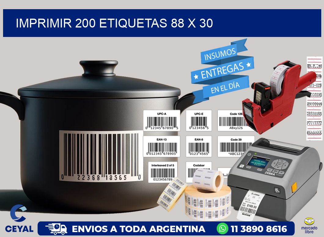 IMPRIMIR 200 ETIQUETAS 88 x 30