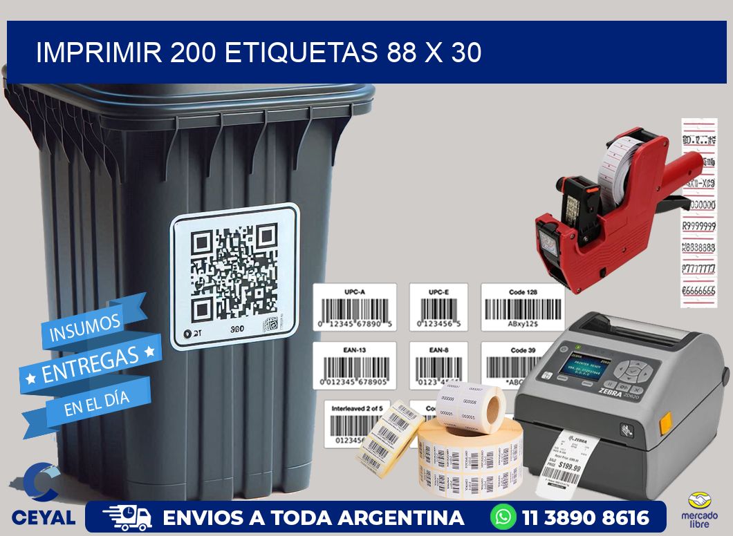 IMPRIMIR 200 ETIQUETAS 88 x 30