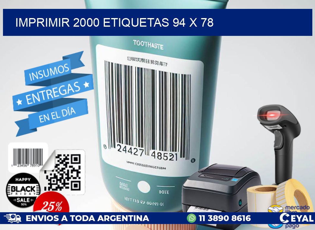 IMPRIMIR 2000 ETIQUETAS 94 x 78