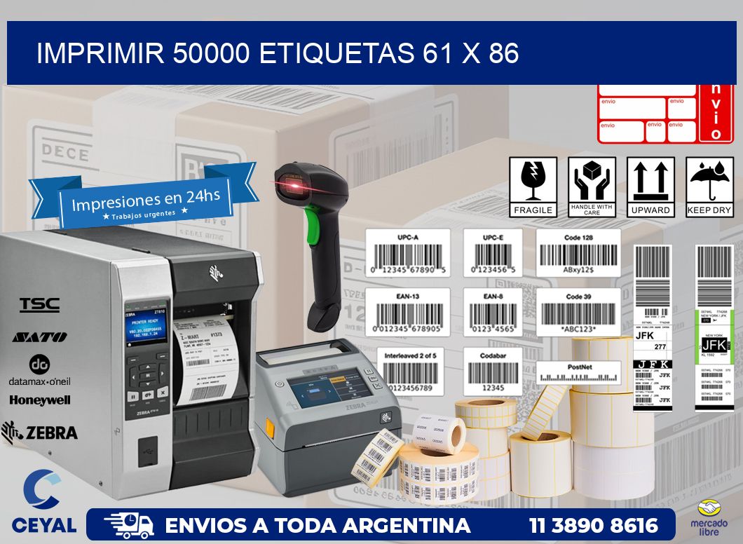 IMPRIMIR 50000 ETIQUETAS 61 x 86