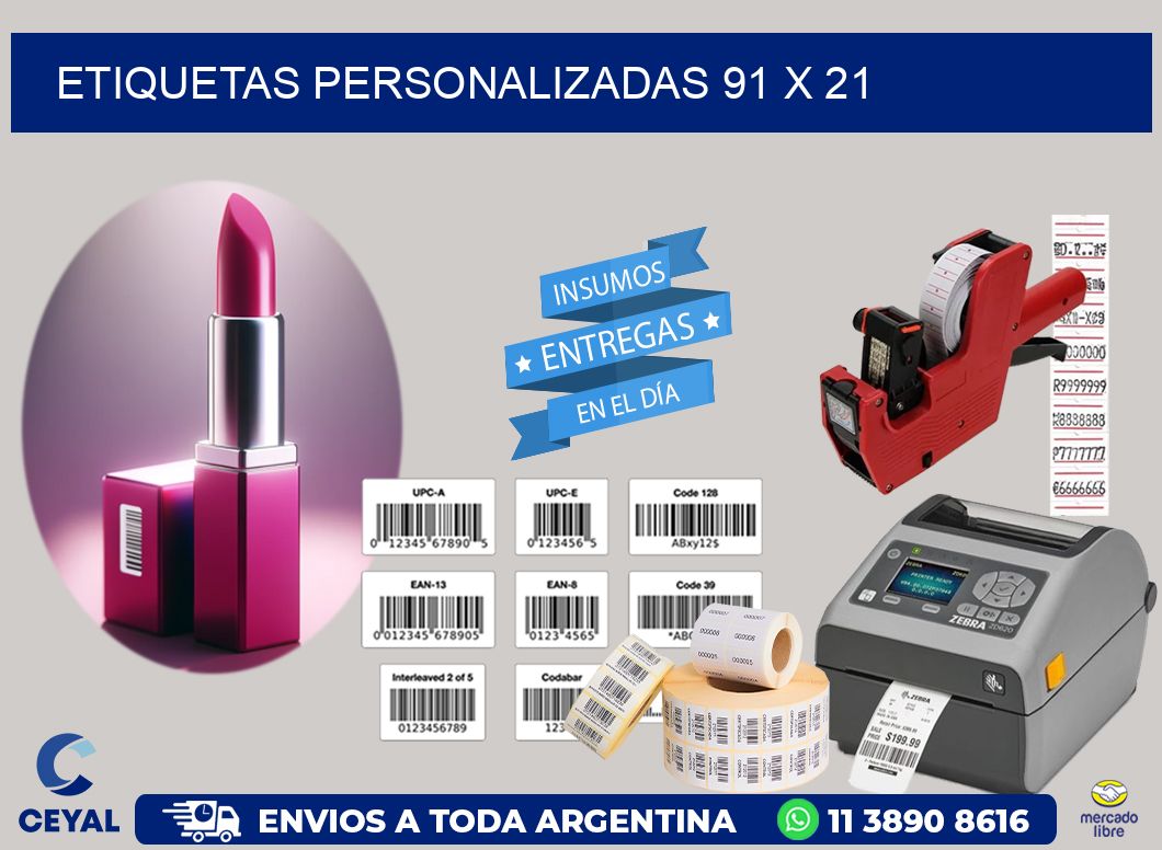 etiquetas personalizadas 91 x 21