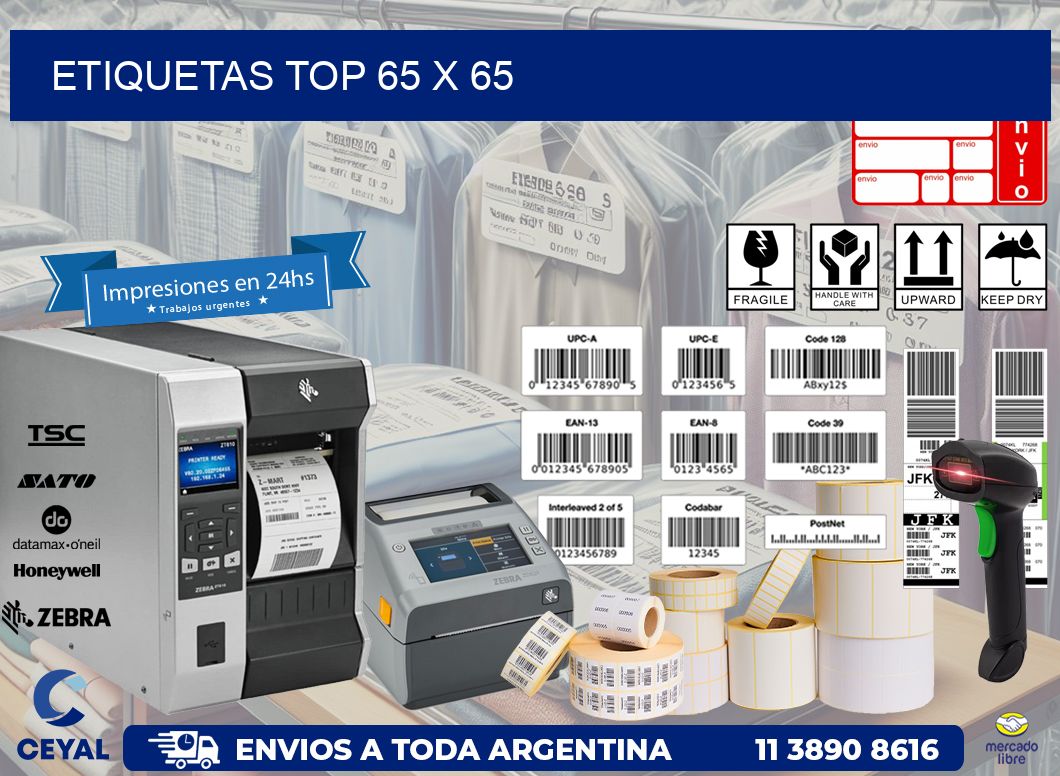 etiquetas top 65 x 65