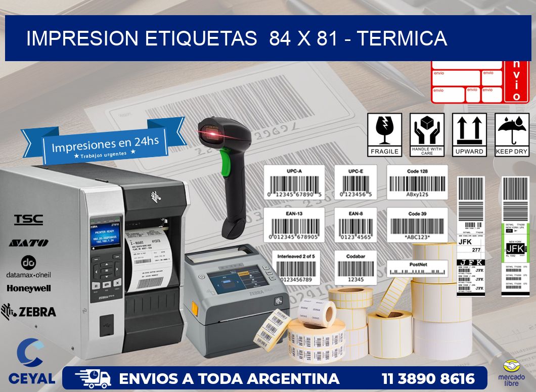 impresion etiquetas  84 x 81 – termica