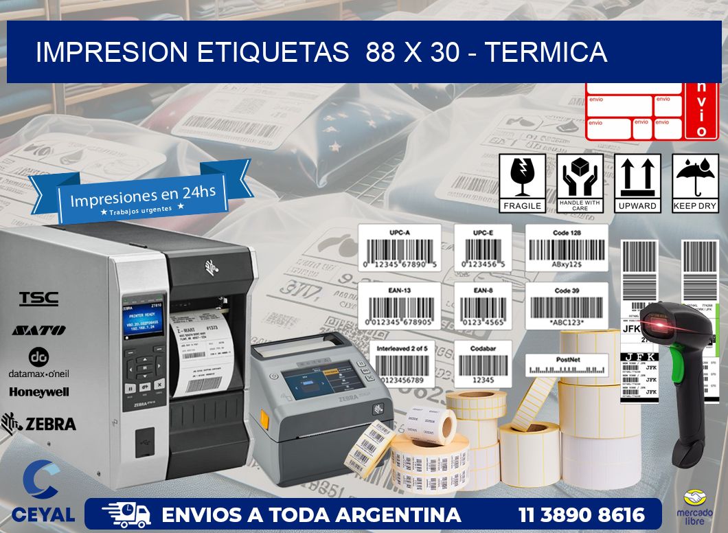 impresion etiquetas  88 x 30 - termica