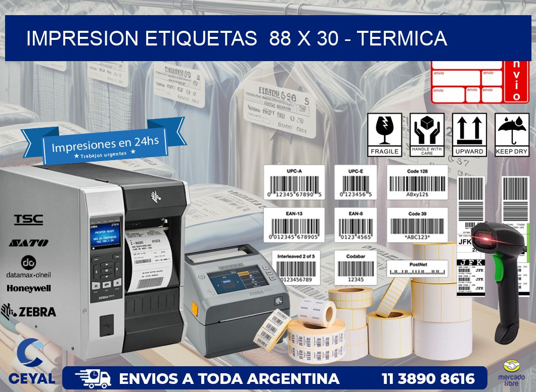 impresion etiquetas  88 x 30 - termica