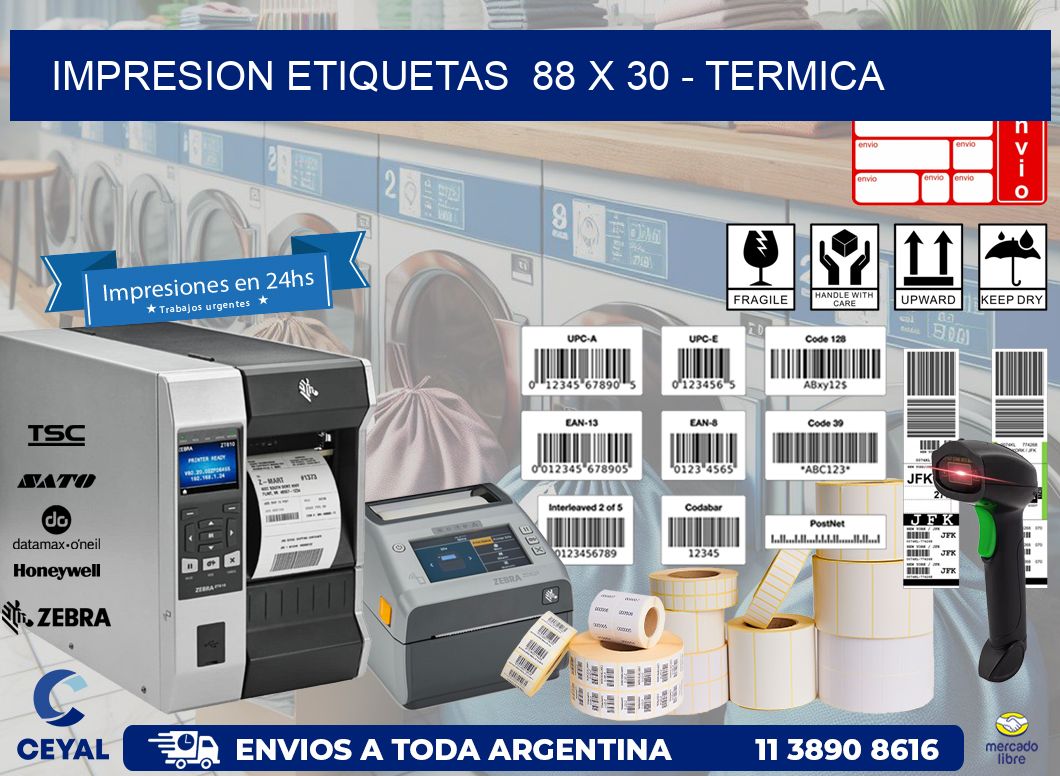 impresion etiquetas  88 x 30 - termica