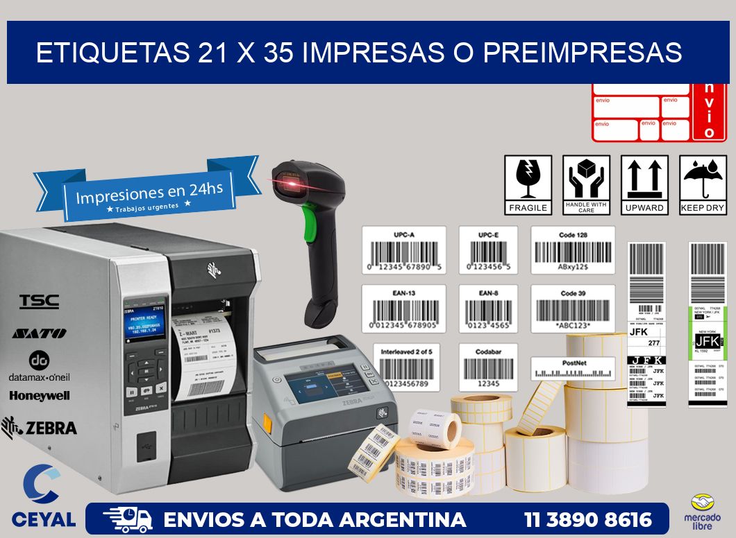 ETIQUETAS 21 x 35 IMPRESAS O PREIMPRESAS