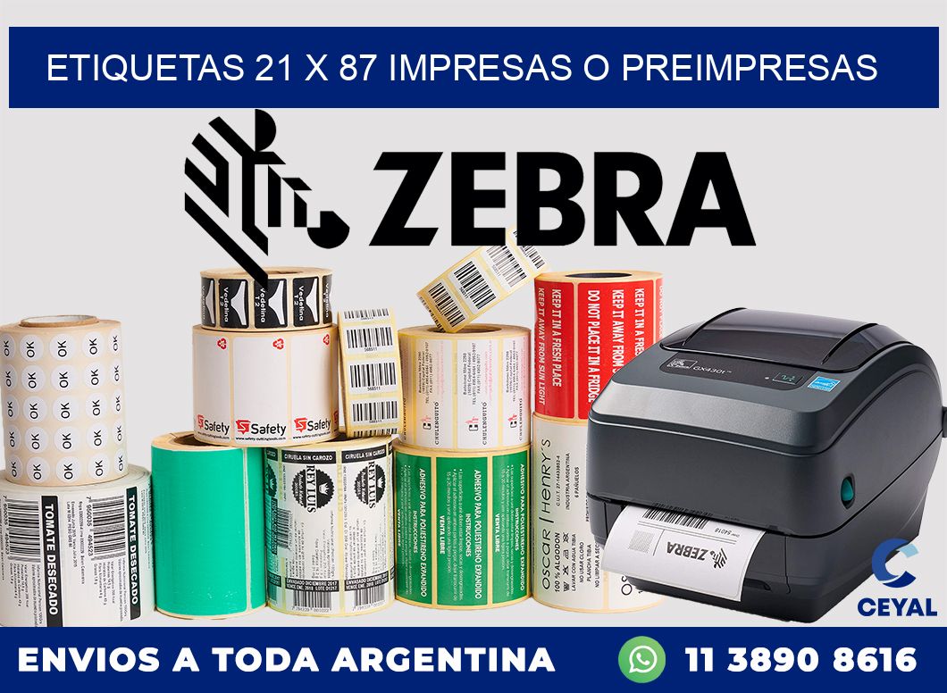 ETIQUETAS 21 x 87 IMPRESAS O PREIMPRESAS