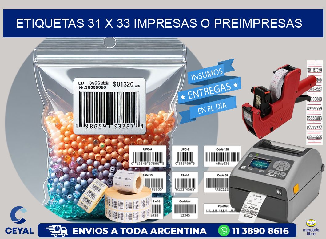 ETIQUETAS 31 x 33 IMPRESAS O PREIMPRESAS