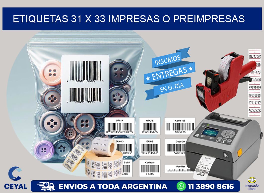 ETIQUETAS 31 x 33 IMPRESAS O PREIMPRESAS