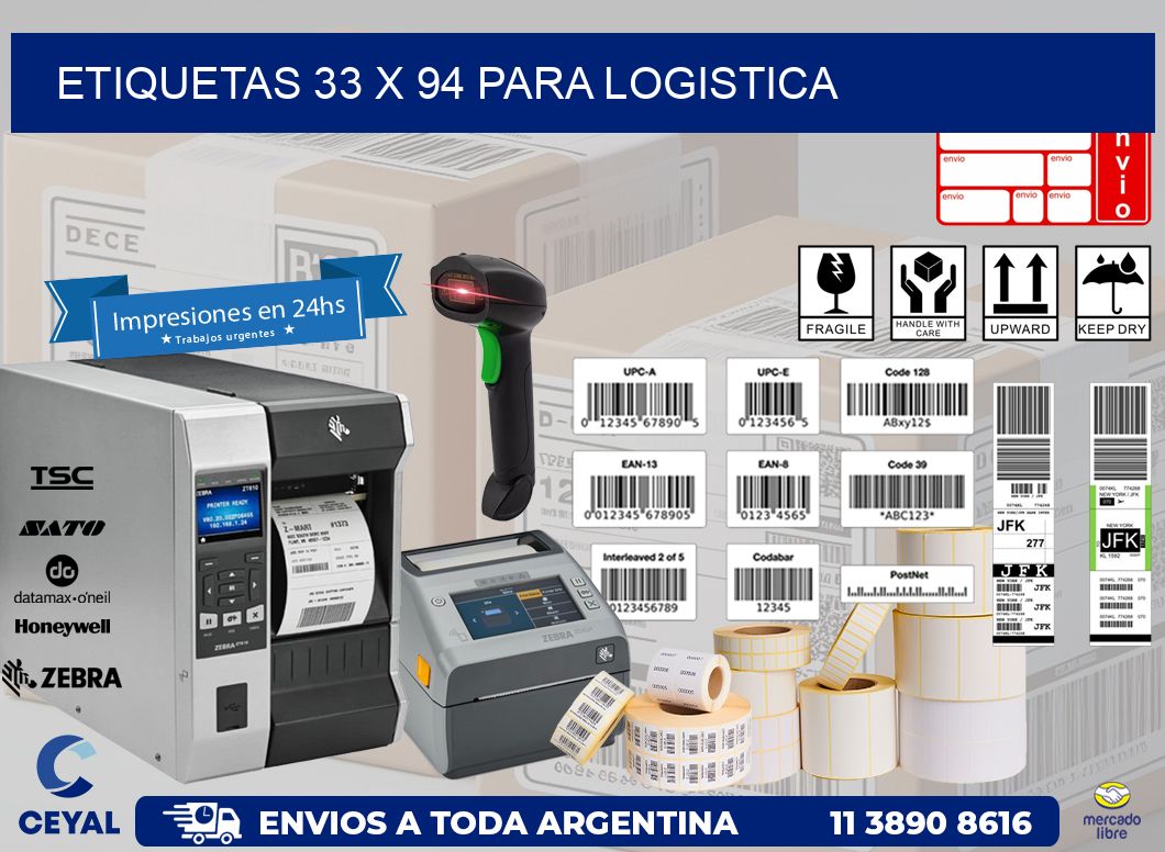 ETIQUETAS 33 x 94 PARA LOGISTICA