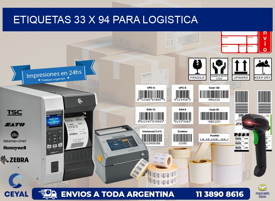 ETIQUETAS 33 x 94 PARA LOGISTICA