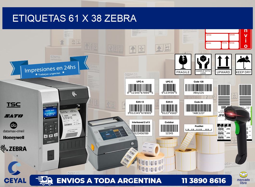 ETIQUETAS 61 x 38 ZEBRA