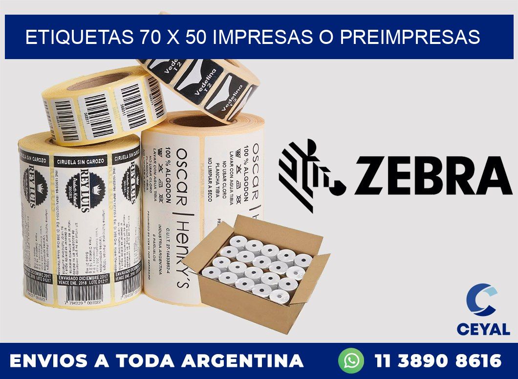 ETIQUETAS 70 x 50 IMPRESAS O PREIMPRESAS