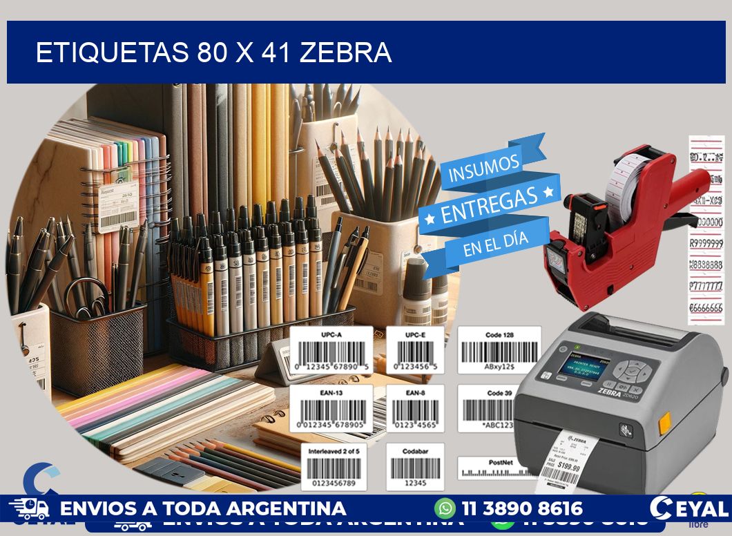 ETIQUETAS 80 x 41 ZEBRA