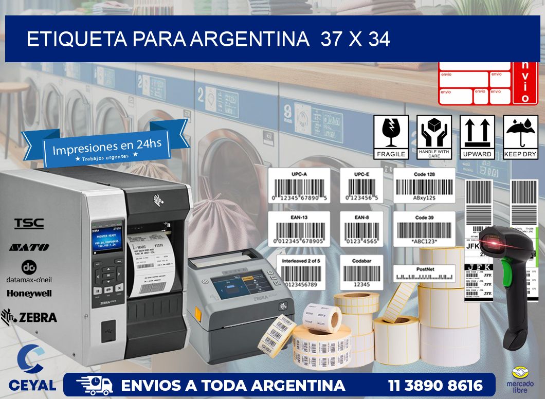 etiqueta para Argentina  37 x 34