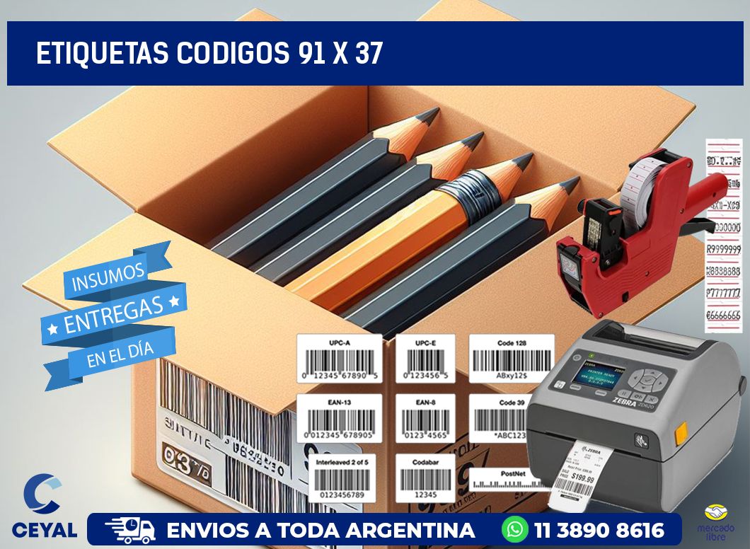 etiquetas codigos 91 x 37