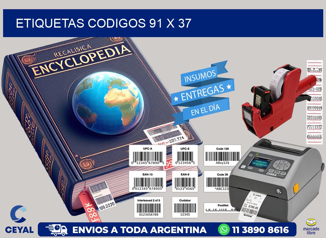 etiquetas codigos 91 x 37