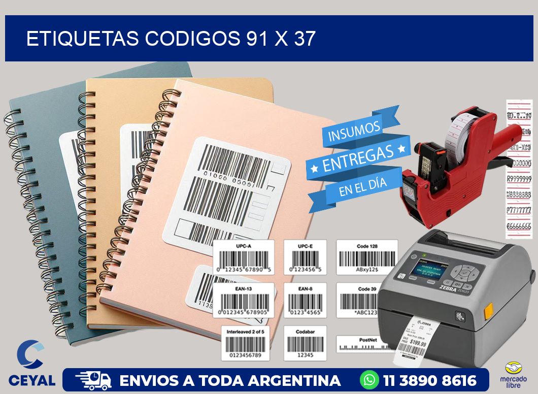 etiquetas codigos 91 x 37