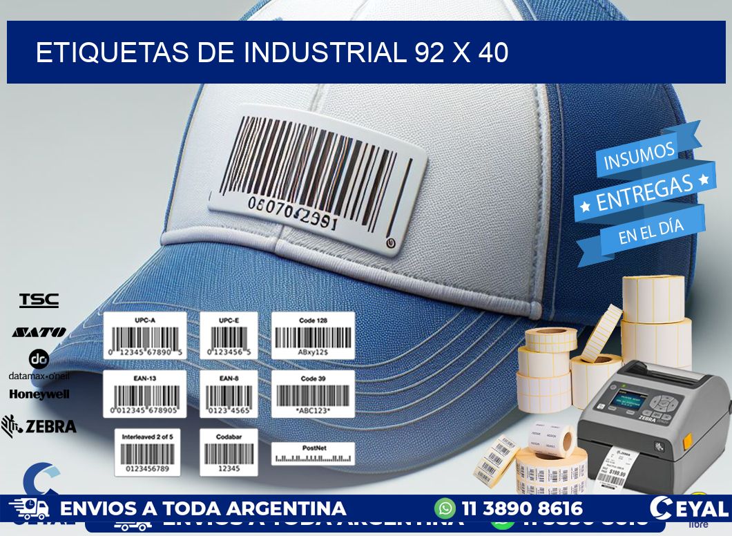 etiquetas de industrial 92 x 40