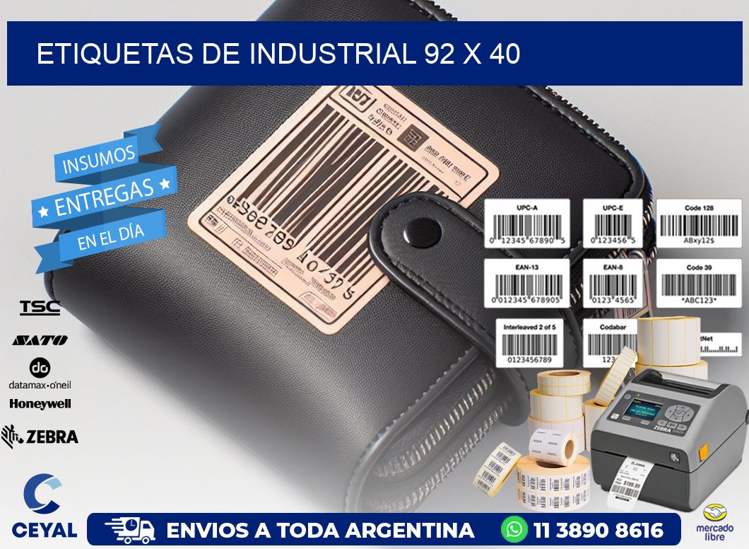 etiquetas de industrial 92 x 40