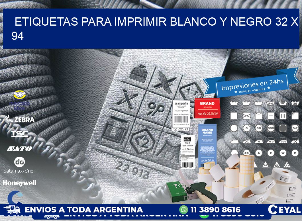 etiquetas para imprimir blanco y negro 32 x 94