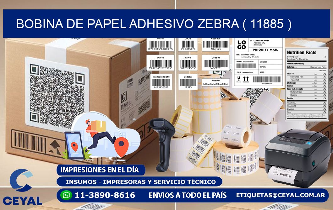 BOBINA DE PAPEL ADHESIVO ZEBRA ( 11885 )