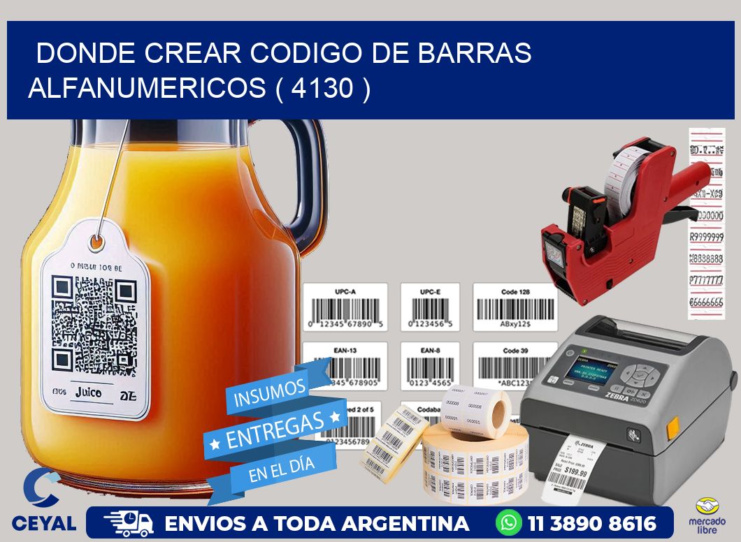 DONDE CREAR CODIGO DE BARRAS ALFANUMERICOS ( 4130 )