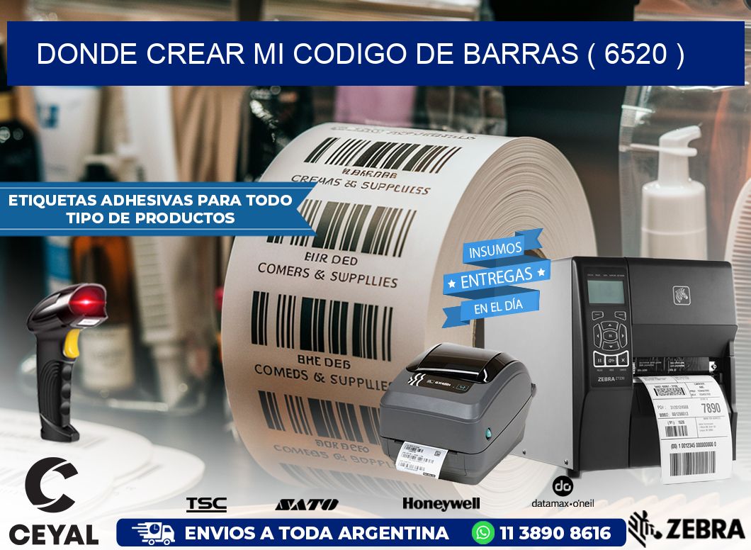 DONDE CREAR MI CODIGO DE BARRAS ( 6520 )