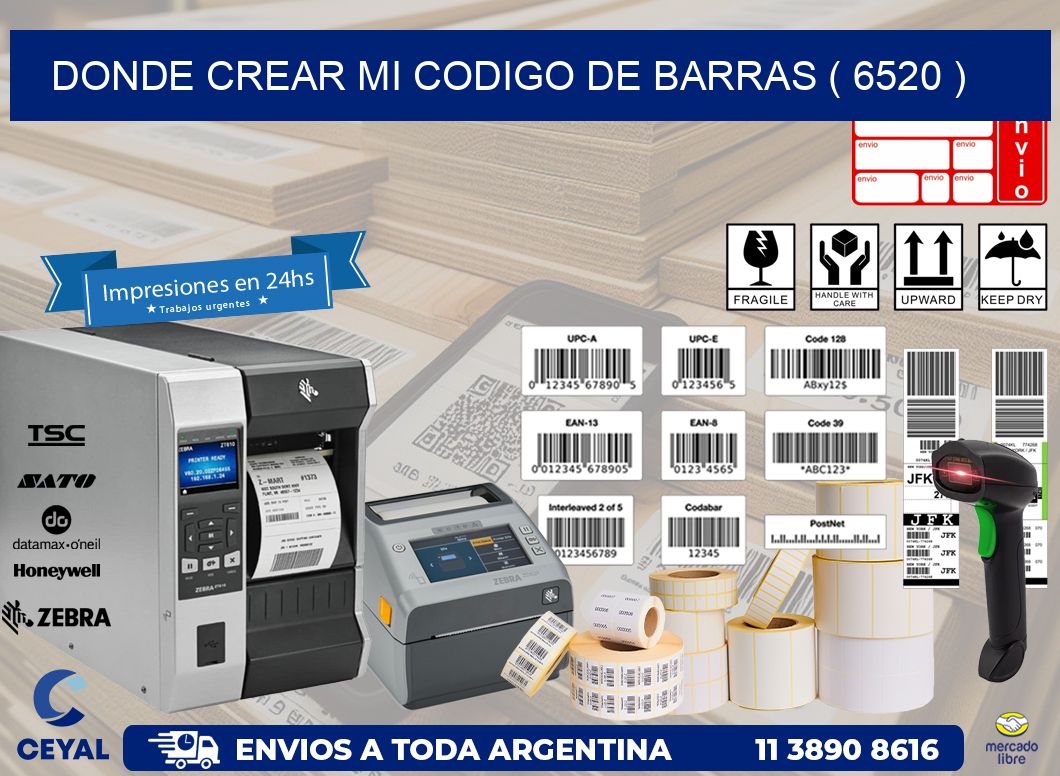 DONDE CREAR MI CODIGO DE BARRAS ( 6520 )