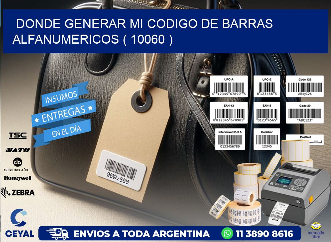 DONDE GENERAR MI CODIGO DE BARRAS ALFANUMERICOS ( 10060 )