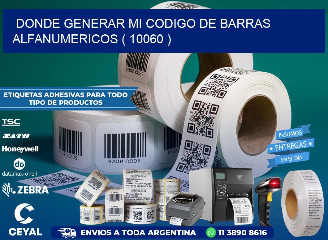 DONDE GENERAR MI CODIGO DE BARRAS ALFANUMERICOS ( 10060 )