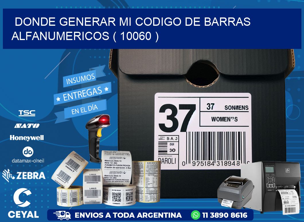 DONDE GENERAR MI CODIGO DE BARRAS ALFANUMERICOS ( 10060 )