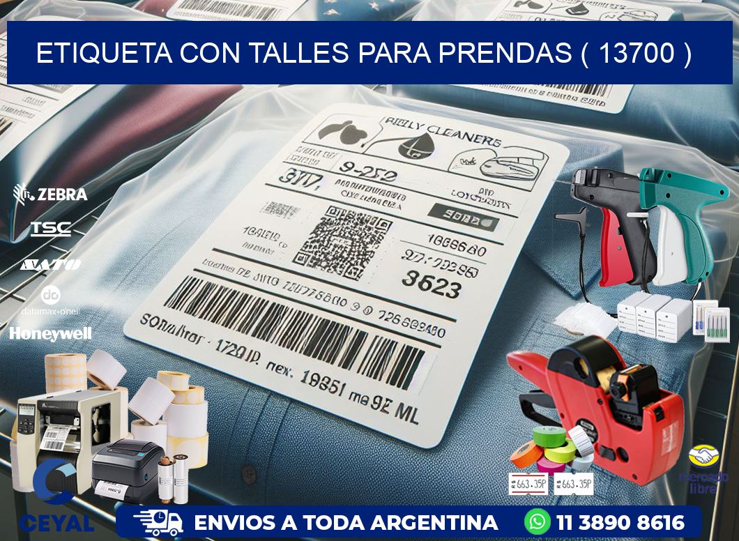 ETIQUETA CON TALLES PARA PRENDAS ( 13700 )