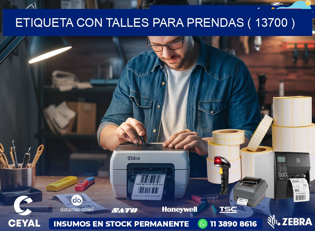 ETIQUETA CON TALLES PARA PRENDAS ( 13700 )