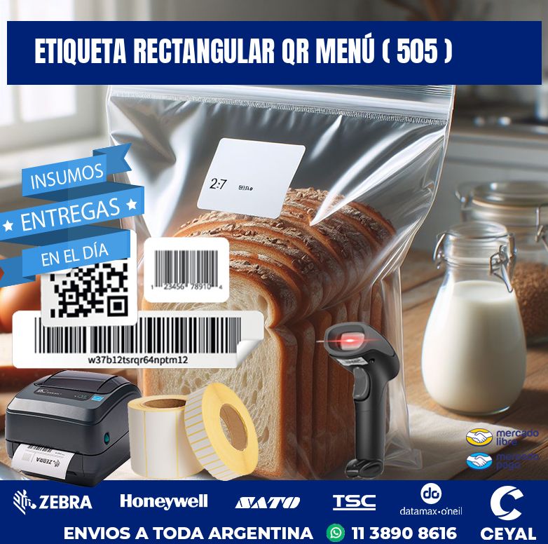 ETIQUETA RECTANGULAR QR MENÚ ( 505 )