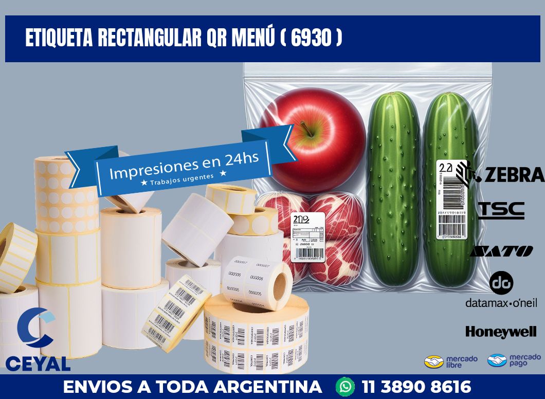 ETIQUETA RECTANGULAR QR MENÚ ( 6930 )