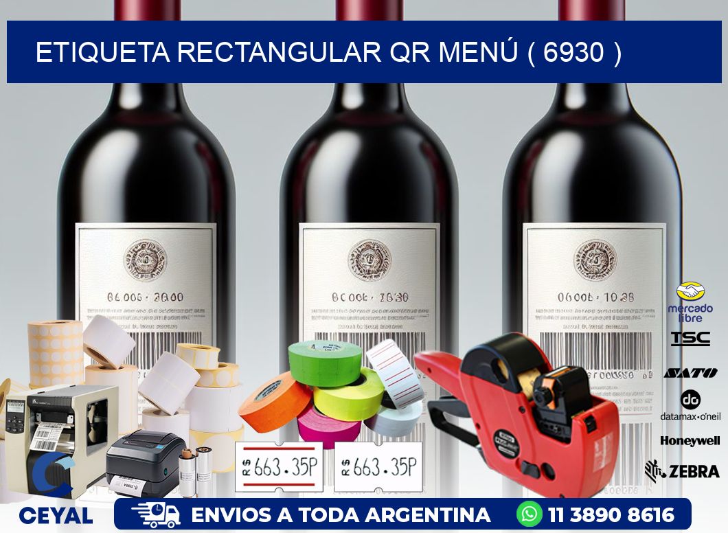 ETIQUETA RECTANGULAR QR MENÚ ( 6930 )