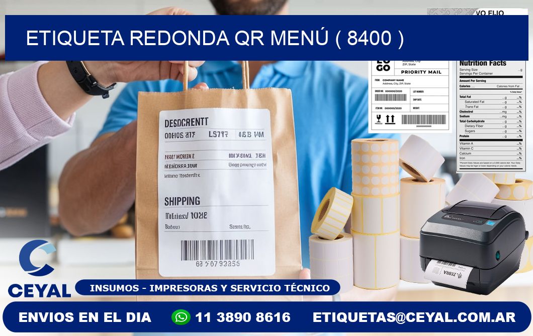 ETIQUETA REDONDA QR MENÚ ( 8400 )