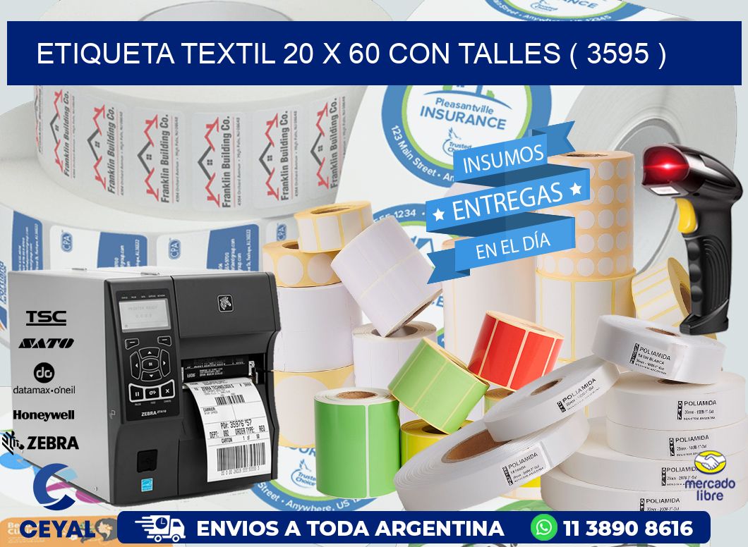 ETIQUETA TEXTIL 20 X 60 CON TALLES ( 3595 )