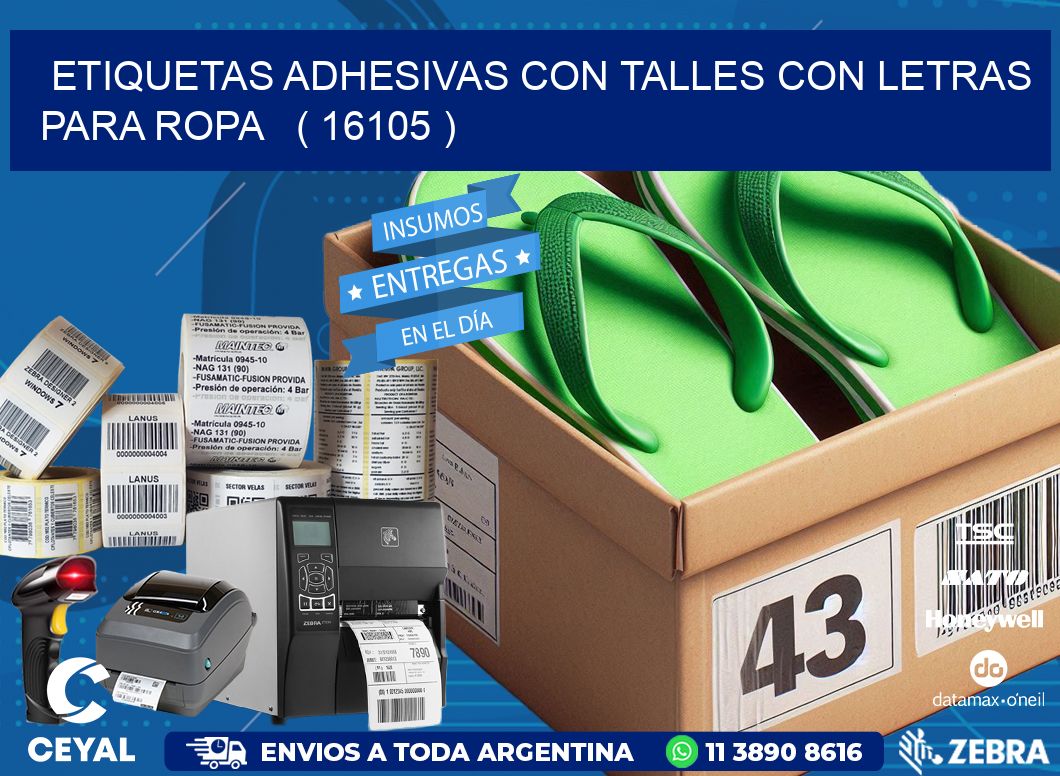 ETIQUETAS ADHESIVAS CON TALLES CON LETRAS PARA ROPA   ( 16105 )