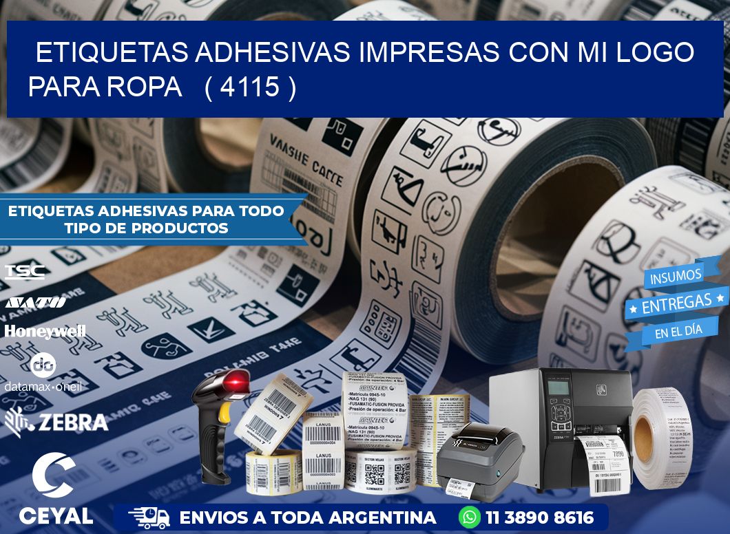 ETIQUETAS ADHESIVAS IMPRESAS CON MI LOGO PARA ROPA   ( 4115 )