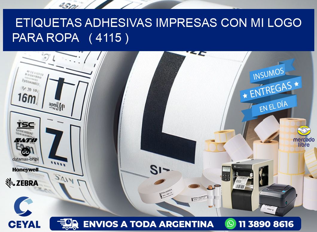 ETIQUETAS ADHESIVAS IMPRESAS CON MI LOGO PARA ROPA   ( 4115 )