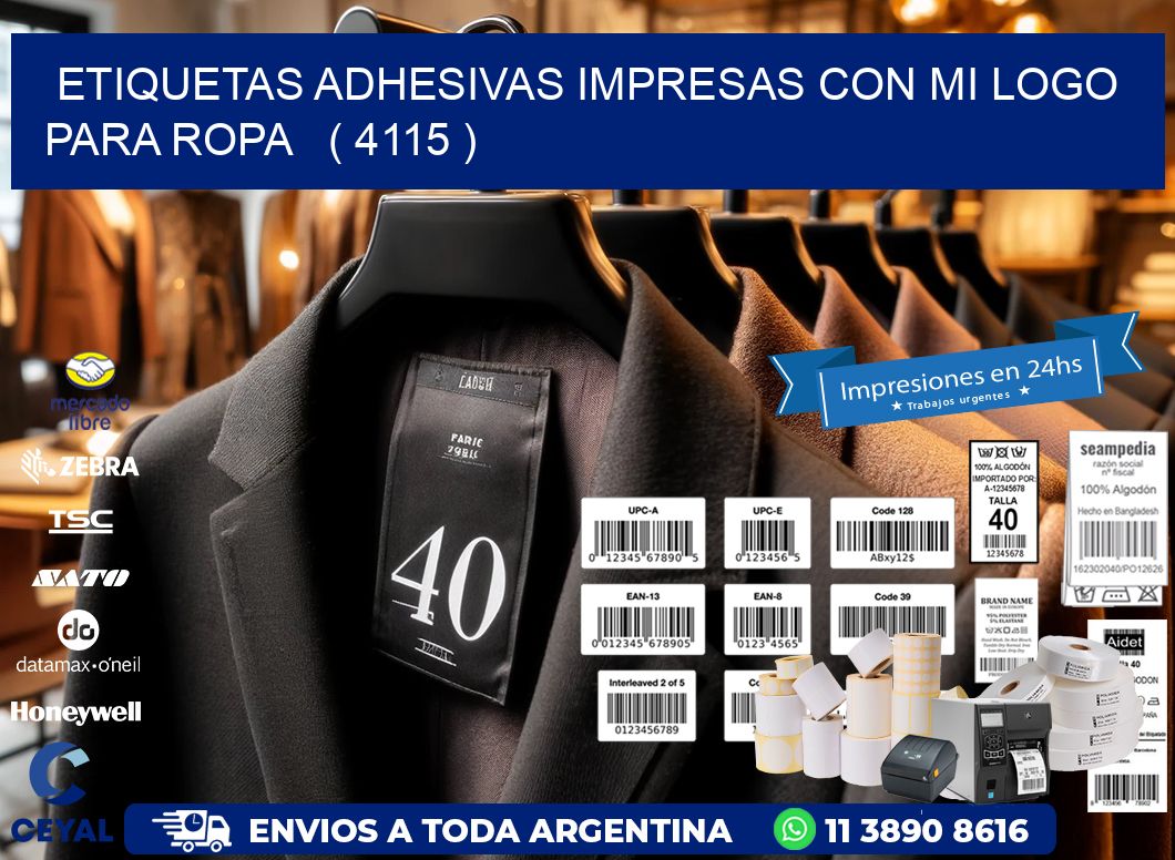 ETIQUETAS ADHESIVAS IMPRESAS CON MI LOGO PARA ROPA   ( 4115 )