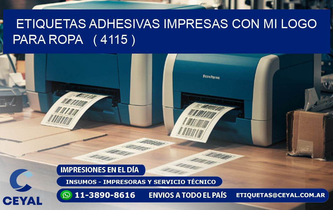 ETIQUETAS ADHESIVAS IMPRESAS CON MI LOGO PARA ROPA   ( 4115 )